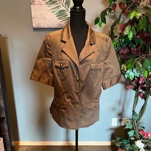 Judith Hart Versitile Short Sleeve Green Jacket/Shirt - Size 16